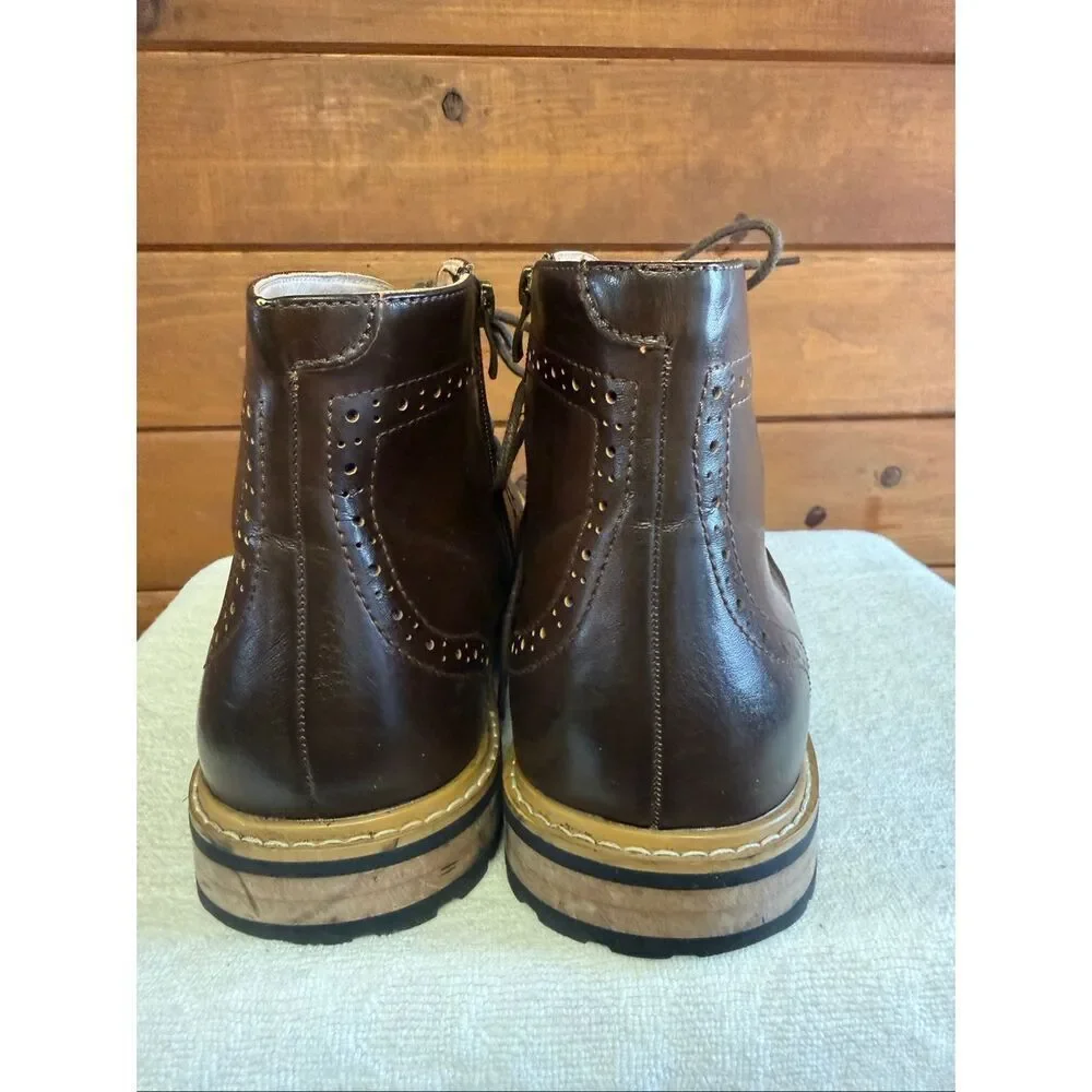 Bruno Marc men's dress ankle boots brown Faux Leather Sz 11